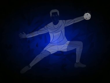 Sporcu, hentbolcu spor vektörü. Hentbol oyuncusu beyaz arkaplanda izole edildi