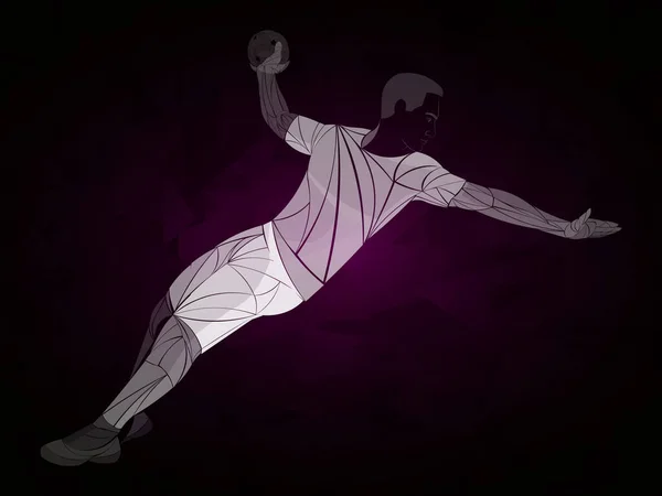 Athlète Joueur Handball Vecteur Sportif Joueur Handball Isolé Sur Fond — Image vectorielle