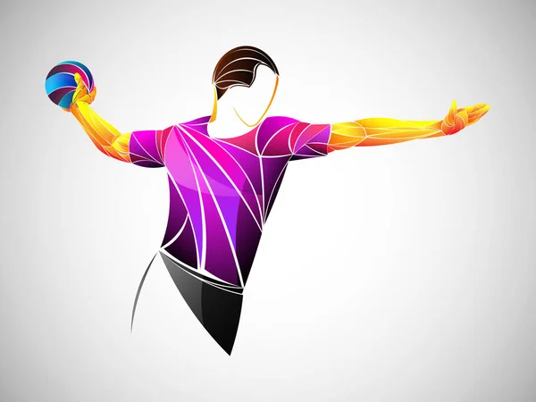 Athlete Handball Player Sport Vector Handball Player Isolated White Background — Vettoriale Stock