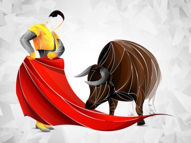 Boğa güreşi sporları, vektör. Ateşli İspanyol Boğa Dövüşçüsü Matador