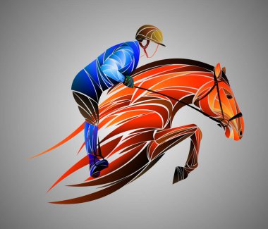 Binicilik sporu, beygir üstünde binici figürü. Binicilik sporu