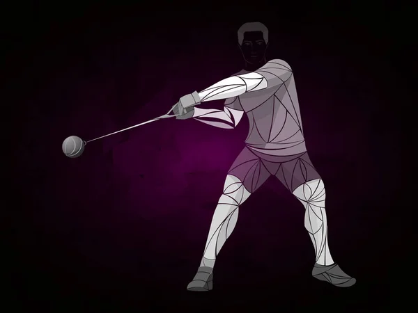 Hammer Throwing Stylized Athlete Illustration Men Hammer Throw Vector Sketch — Stock vektor