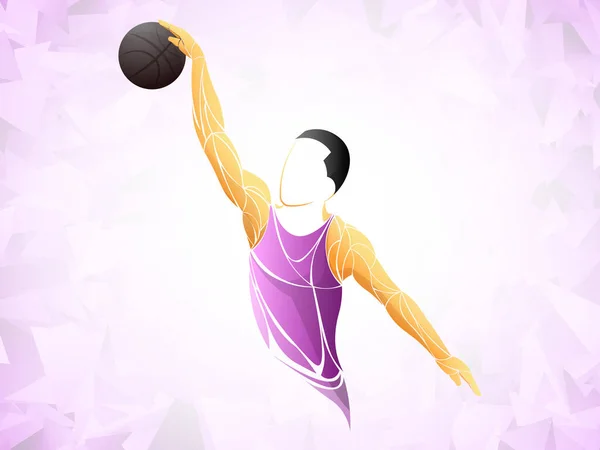 Цветной Векторный Силуэт Баскетболиста Мячом Цветовая Гамма — стоковый вектор