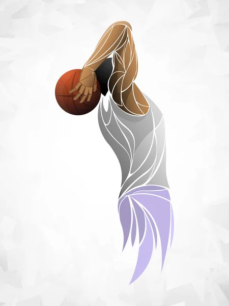 Цветной Векторный Силуэт Баскетболиста Мячом Цветовая Гамма — стоковый вектор