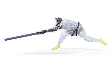 Chanbara sporu. Geometrik, savaşçı savaşçı atlet vektörü