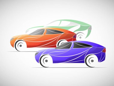 Yan görüş vektöründe dört spor araba kümesi.