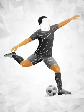 Stylize futbolcu, forvet oyuncusu, futbol vektörü