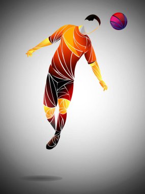 Stylize futbolcu, forvet oyuncusu, futbol vektörü