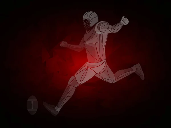 Amerikansk Fotbollsspelare Isolerad Fotbollsspelare Med Röd Uniform Knä — Stock vektor