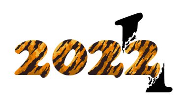 Kaplan 2022 'nin stilize yılı. Çizgili 2022. Yeni Yıl Kutlama Kartı.