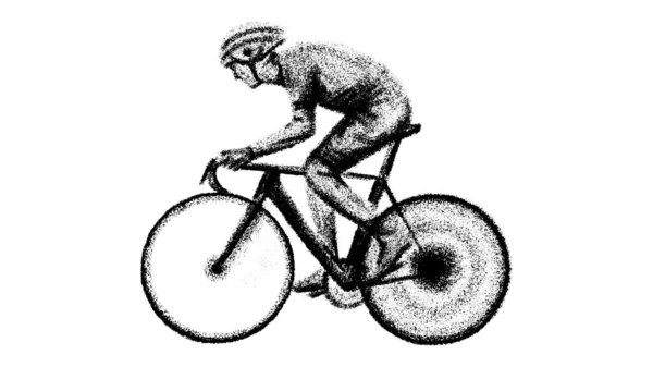 様式化された幾何学的な自転車屋 サイクリスト サイクルスケッチは隔離されました スポーツマン選手のシルエットイラストベクトル スポーツバイク サイクルロゴ ポスター — ストックベクタ