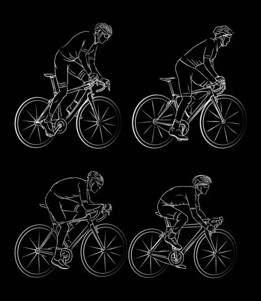 Stylizovaný Geometrický Cyklista Izolovaný Náčrt Cyklisty Sportovec Atletický Silueta Ilustrační — Stockový vektor