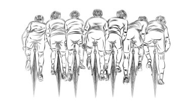 Bisikletçi ve sporcunun stilize edilmiş çizimi