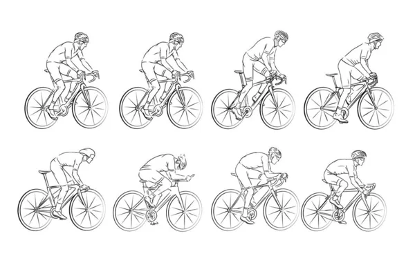 Stylizovaný Lineární Náčrt Cyklisty Sportovce — Stockový vektor