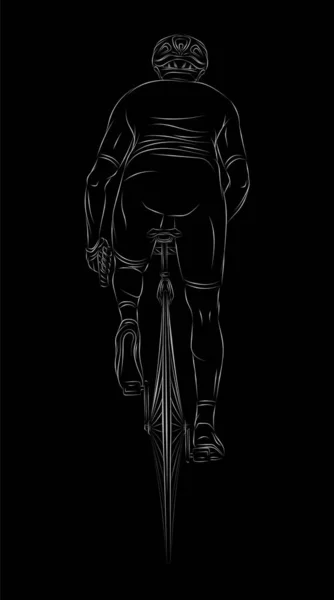 Stylized Linear Sketch Cyclist Athlete — Stock Vector
