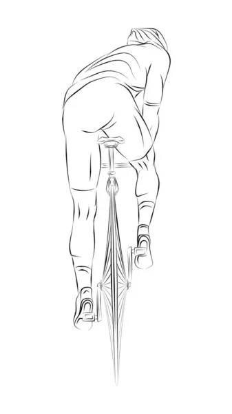 Schizzo Lineare Stilizzato Del Ciclista Atleta — Vettoriale Stock
