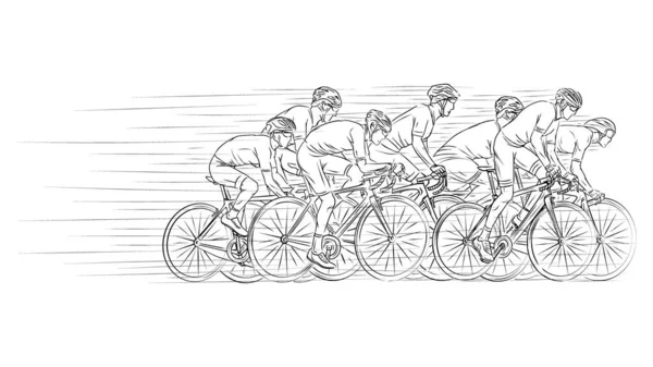 Bosquejo Lineal Estilizado Ciclista Atleta — Vector de stock