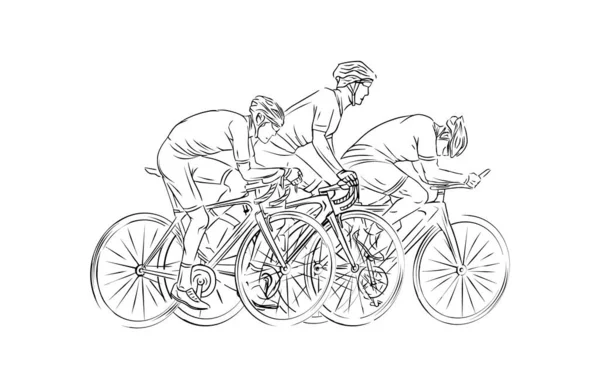 Croquis Linéaire Stylisé Cycliste Athlète — Image vectorielle