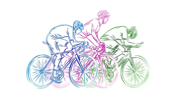 Bosquejo Lineal Estilizado Ciclista Atleta — Vector de stock