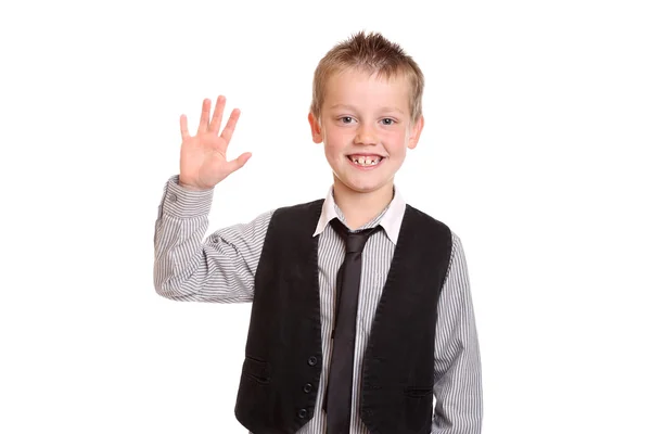 Young Boy Waving at the camera — Stock Photo, Image