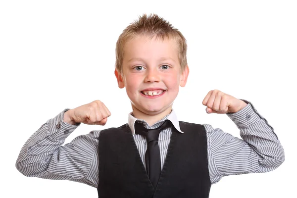 Young Boy Flexing his muscles — Stock Photo, Image