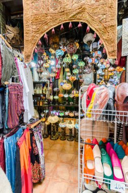 Granada, Spain - December 28, 2021: Alcaiceria market known as the Grand Bazaar of Granada represents the original Moorish market of silk, spices and other valuable goods.