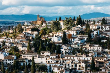 View of the historical city of Granada, Spain including the Sacromonte district