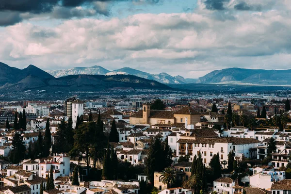 Vista Histórica Ciudad Granada España Incluyendo Barrio Del Sacromonte —  Fotos de Stock