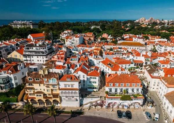 Aerial View Historic Centre Cascais Portugal Sunny Day Portuguese Riviera — Stock Photo, Image