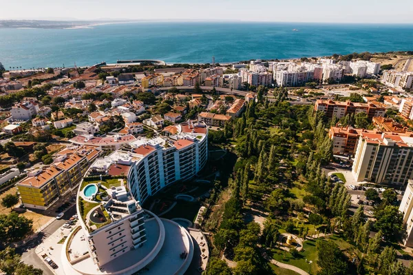 Lisbon Portugal July 2022 Aerial Drone View Luxury Condominium Next — Foto de Stock