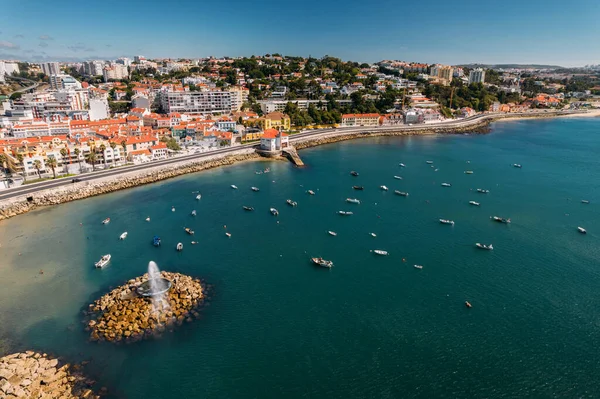 Aerial View Paco Arcos Bay Artificial Geyser Oeiras Portugal Summer — Photo