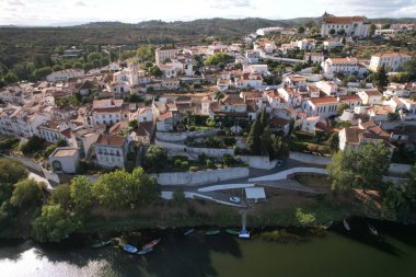 Aerial drone view of Constancia in Santarem district, Portugal. The population is just over 4,056