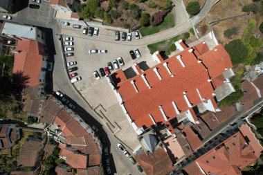 Top down view of St. Vincent church in Abrantes, Portugal