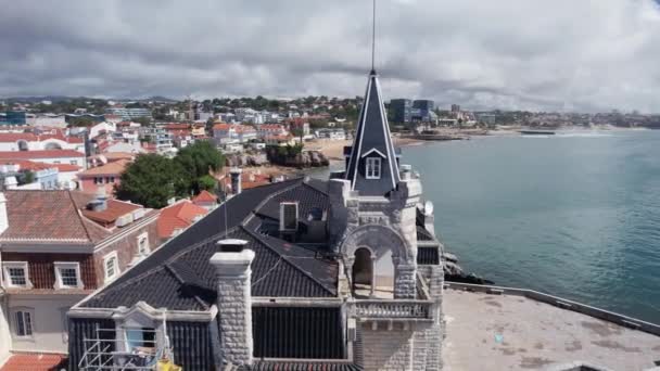 Cascais Portugal Setembro 2022 Vista Aérea Drones Baía Cascais Palácio — Vídeo de Stock