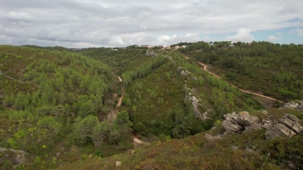 Pov Vista Aérea Drones Senderos Ribeira Das Vinhas Cascais Portugal — Vídeo de stock