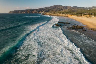 Guincho Beach, Cascais, Portekiz havadan görünümü