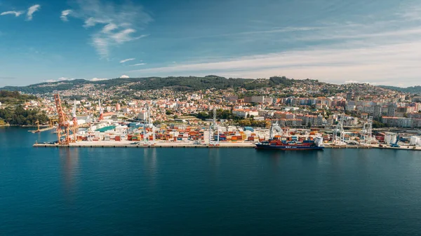 Vigo Spanien September 2023 Drohnenblick Auf Den Frachthafen Vigo Einer — Stockfoto