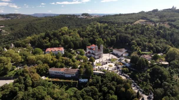 Widok Lotu Ptaka Kościół Bom Jesus Bradze Portugalii Sanktuarium Godny — Wideo stockowe