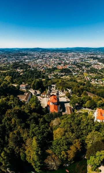 Veduta Aerea Verticale Della Chiesa Bom Jesus Della Città Braga — Foto Stock