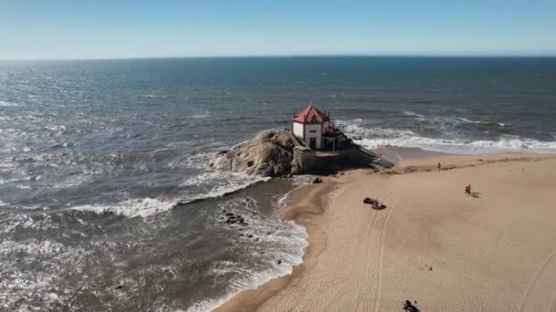 Вид Воздуха Барочную Церковь Сеньора Педра Xviii Века Пляже Мирамар — стоковое видео