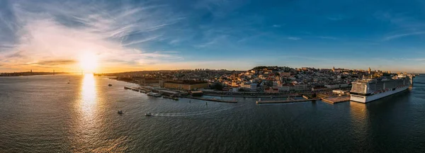 Lizbon Portekiz Deki Praca Comercio Baixa Bölgesinin Hava Panoramik Manzarası — Stok fotoğraf