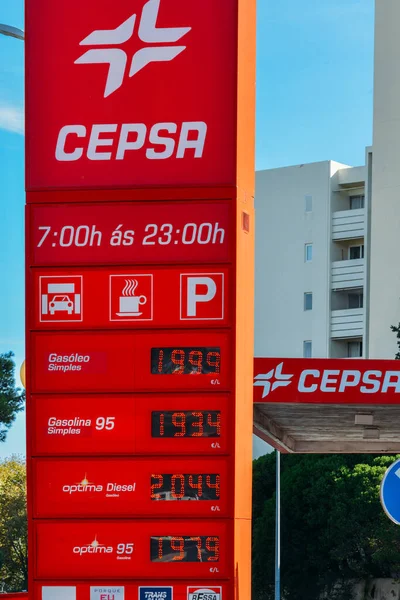 Cascais Portugal Octubre 2022 Expositor Con Precios Del Gas Diesel — Foto de Stock