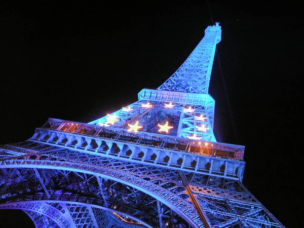 Eiffel Torony Éjjel Párizs Franciaország — Stock Fotó