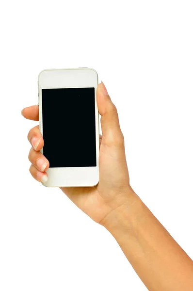 Mão segurando telefone inteligente móvel — Fotografia de Stock