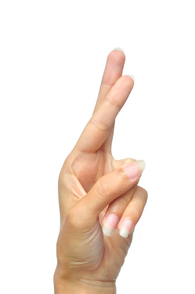 Parmak çarpı işareti üzerine beyaz — Stok fotoğraf