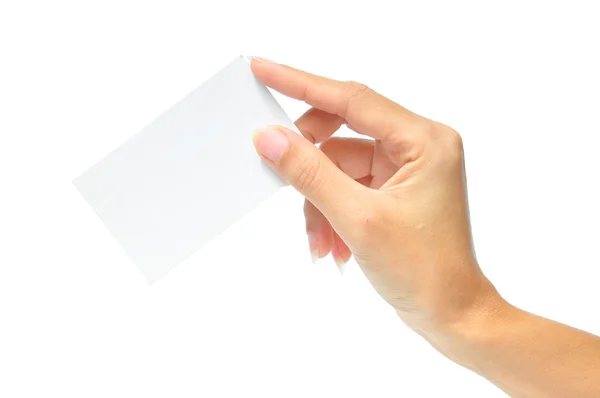 Tarjeta en blanco en una mano — Foto de Stock