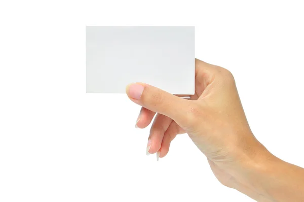 Cartão em branco em uma mão — Fotografia de Stock