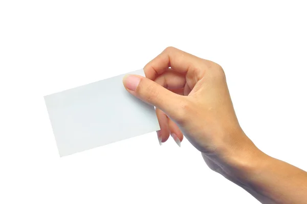 Blank card in a hand — Stock Photo, Image