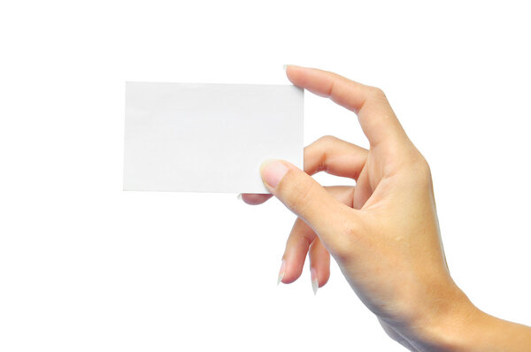 Blank card in a hand