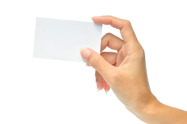 Tarjeta en blanco en una mano — Foto de Stock